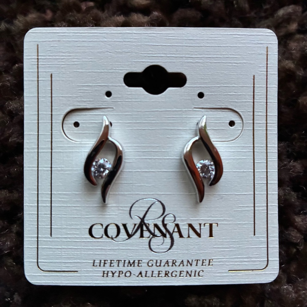 NEW Silver Earrings with Crystal Accents